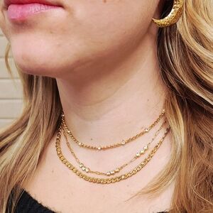 Elegant Three Peice Gold Layered Necklace